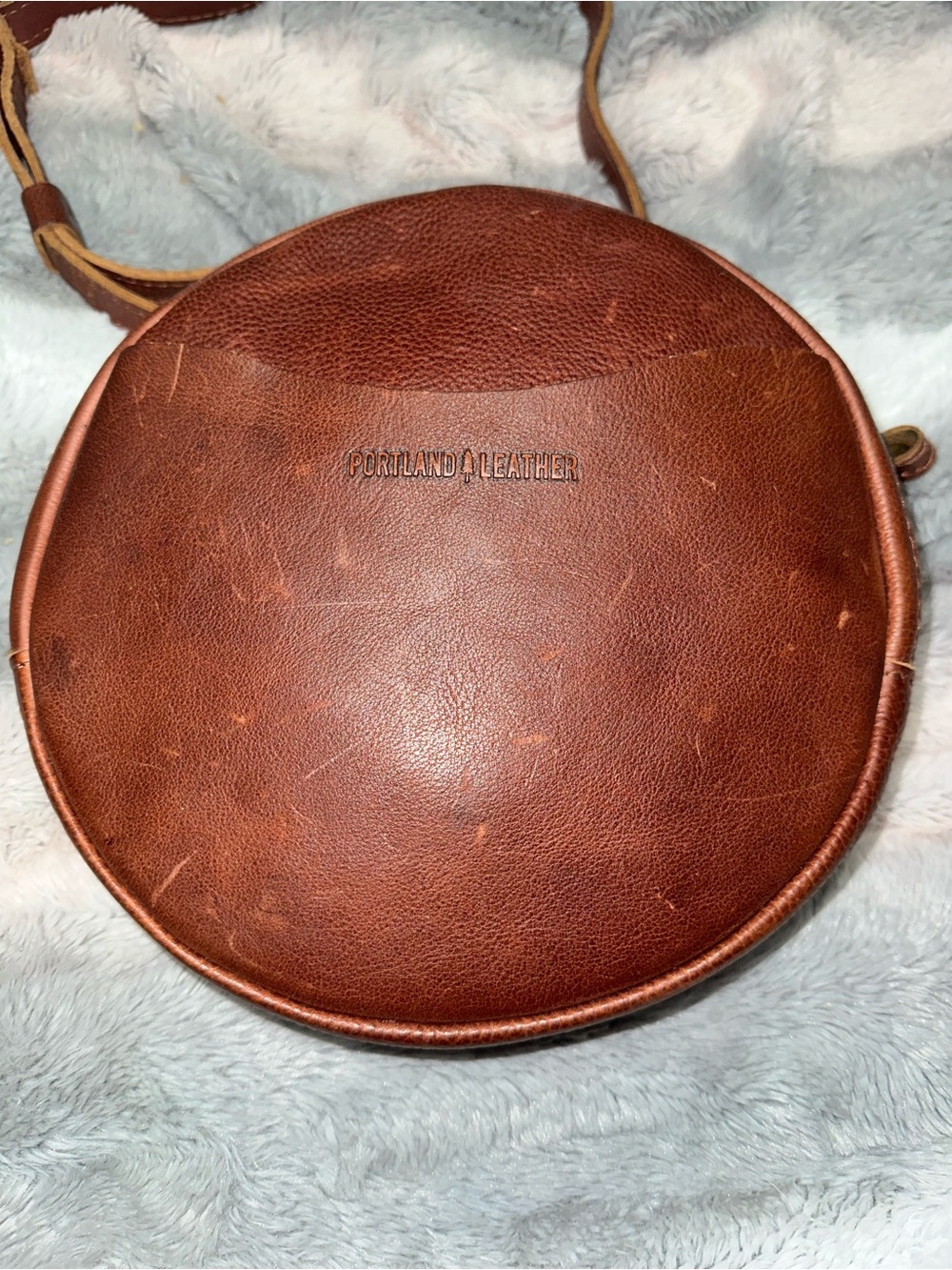 Portland Leather Round Crossbody Bag - Chestnut Brown - Picture 9 of 11